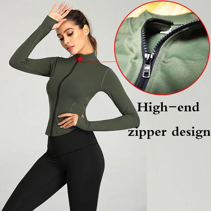 Aiithuug Women Full Zip-up Yoga Top