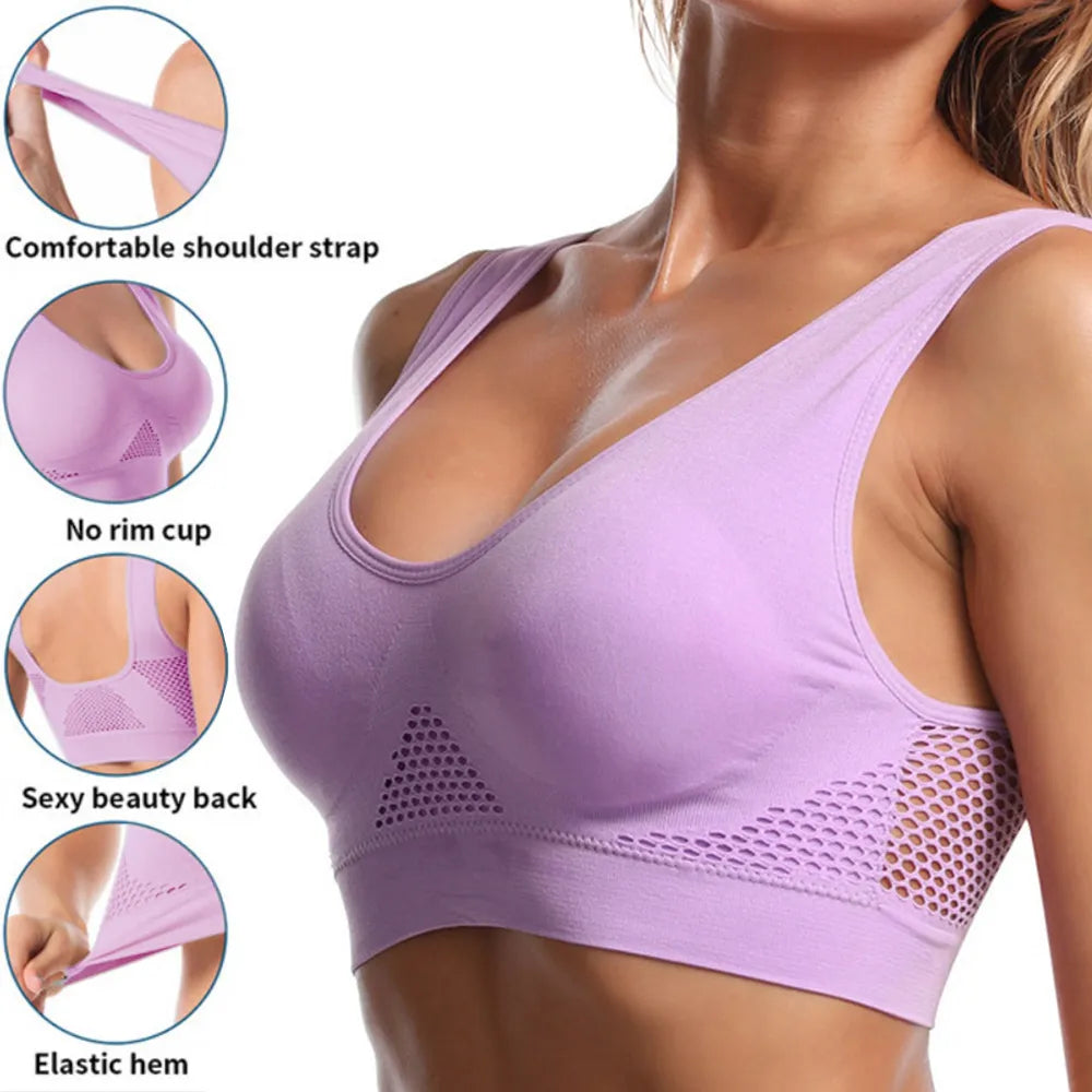 Seamless Mesh Women's Sports Bras Fitness Gym